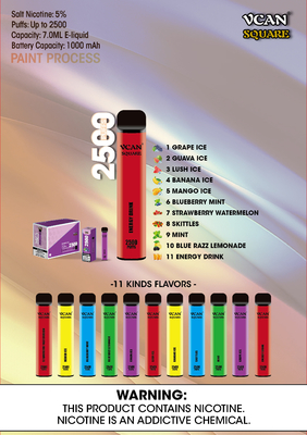 2500 Rookwolken5% Nic 7ml Olie 650mAh Mesh Coil Disposable Vape Pen 11 Aroma's