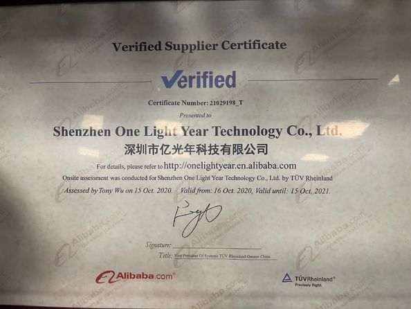 China Shenzhen One Light Year Technology Co., Ltd. Certificaten